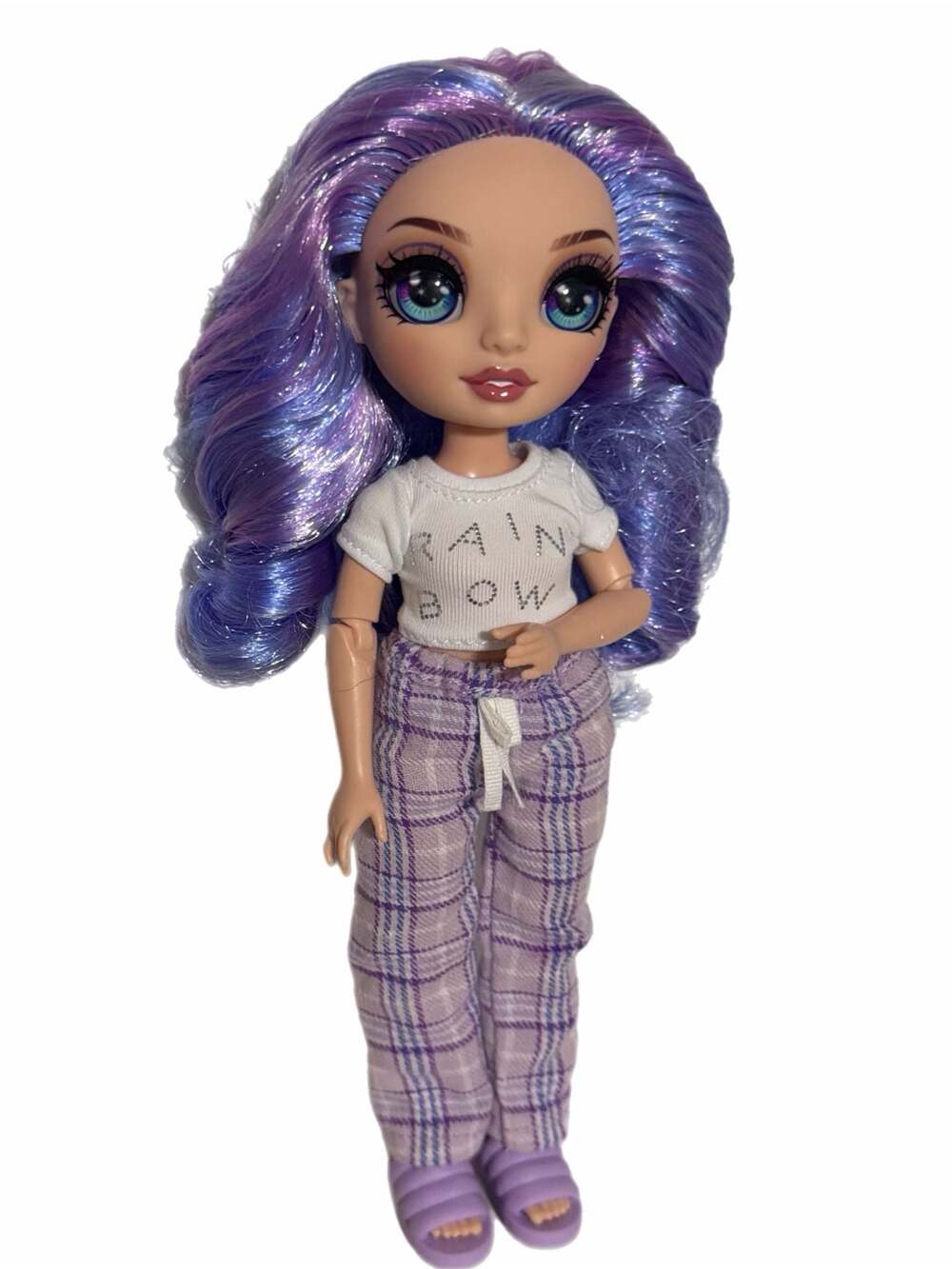 Rainbow High Violet Willow Fashion Doll Purple Hair ,Pajamas and purple slides